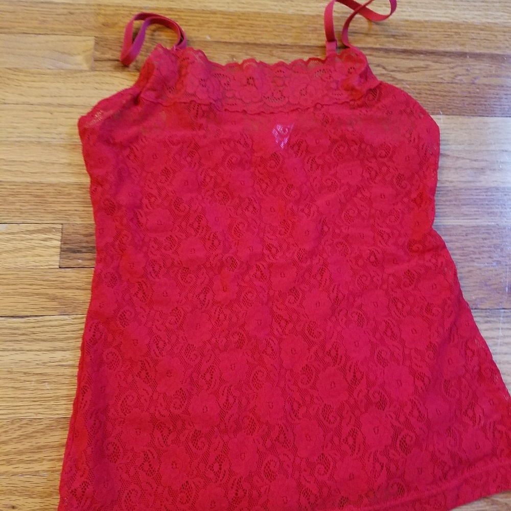 Red lace tank
